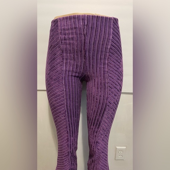 Free People Penny Pull-On Velvet Deep Purple Flare Pants - Picture 4 of 6